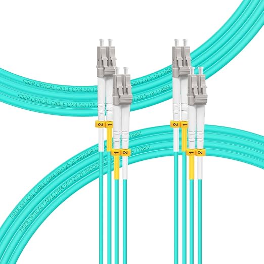 FLYPROFiber- 15M-2Pack LC to LC Fiber Patch Cable OM4 Multimode, MM Multi Mode by FLYPROFiber