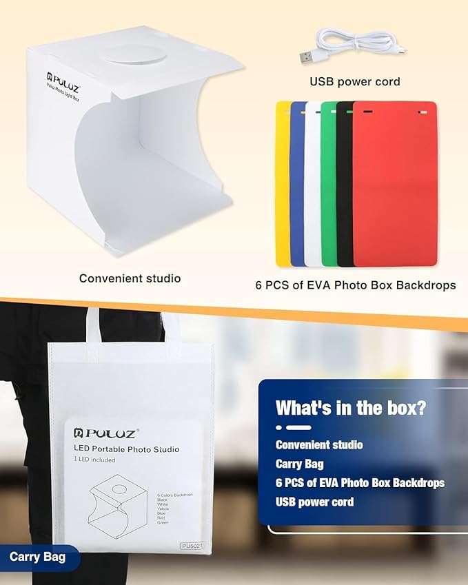 Mini Photo Studio Box, PULUZ 20cm Portable Photography Shooting Light Tent Kit - Image 6