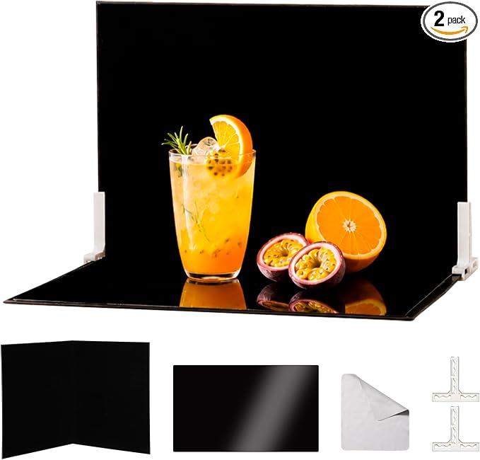 Product Photography Backdrop Kit, Reflective Black Acrylic Sheet & by MDAOCRY