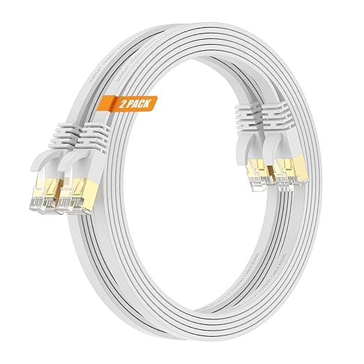 Cat7 20FT Ethernet Cable Flat-White-10Gbps Ultra Slim High Speed Gold-Plated - Image 9