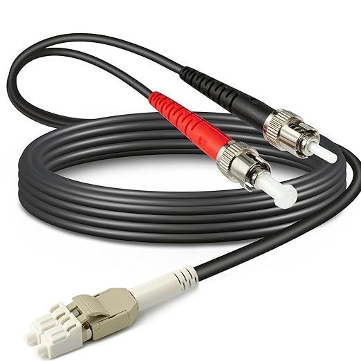 50ft / 15m Outdoor Armored OD-5mm OM1 LC to ST Fiber Cable, LC-ST Fiber Optic by Yunsufiberpro