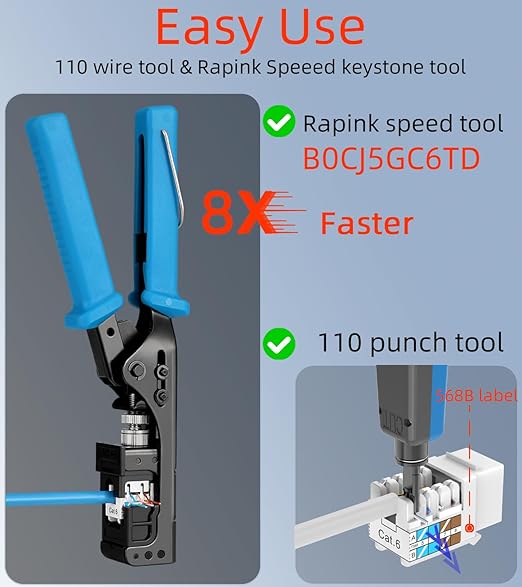 Rapink RJ45 Keystone Jack Cat6 10G Support, Keystone Jacks UTP 100 Pack - Image 4