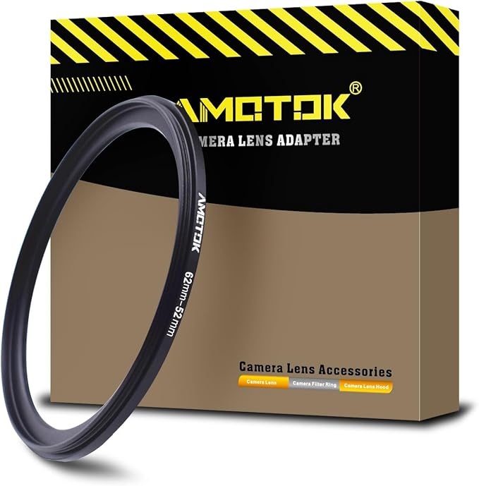 62mm Lens to 52mm Camera Lens Adapter, 62mm to 52mm Filter Step-Down Ring by AMOTOK