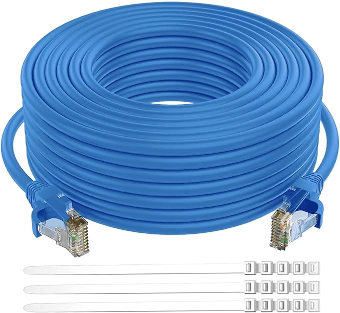 Adoreen Cat 6 Ethernet Cable 150 Ft-Blue, Outdoor & Indoor Snagless Long Round by Adoreen