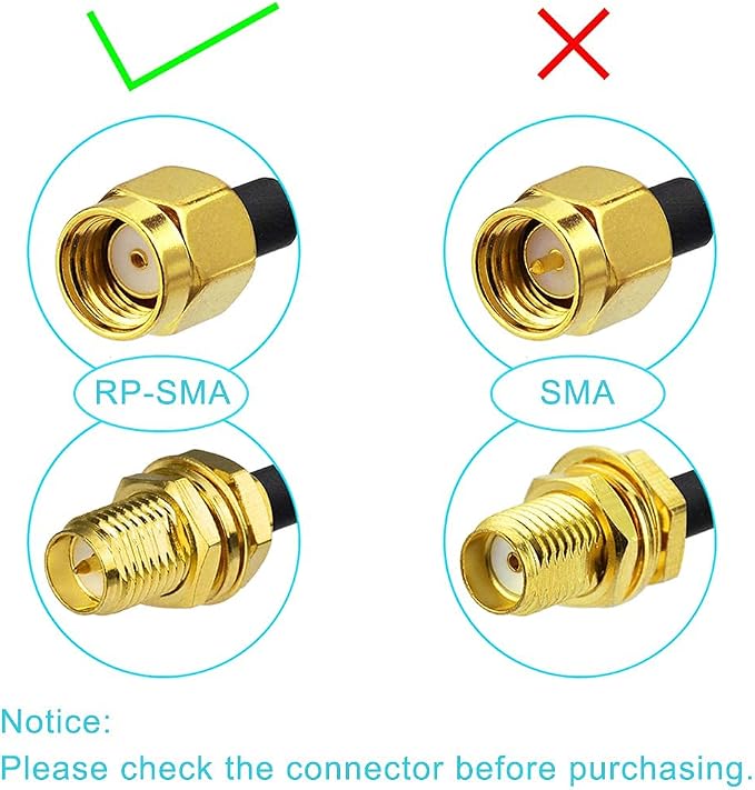 Bingfu WiFi Antenna Extension Cable RP-SMA Male to RP-SMA Female Bulkhead Mount - Image 8