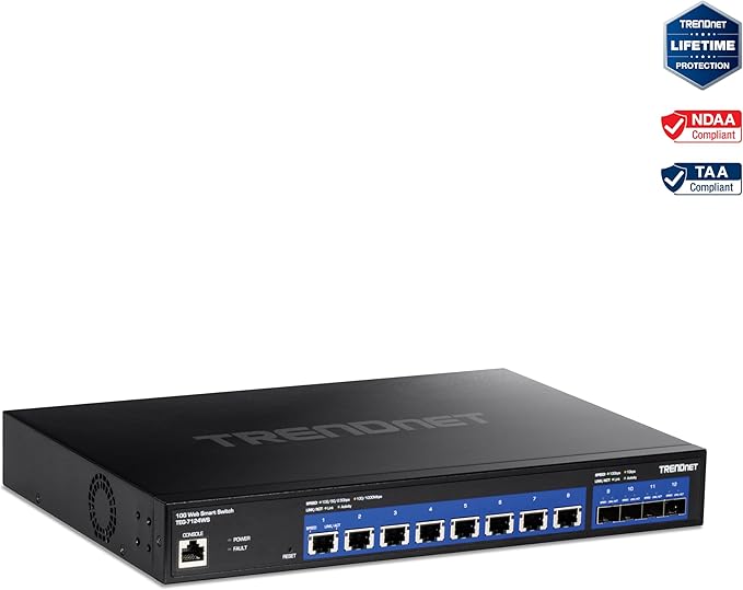 TRENDnet 12-Port 10G Web Smart Switch, TEG-7124WS, 8 x 10G RJ-45 Ports - Image 6