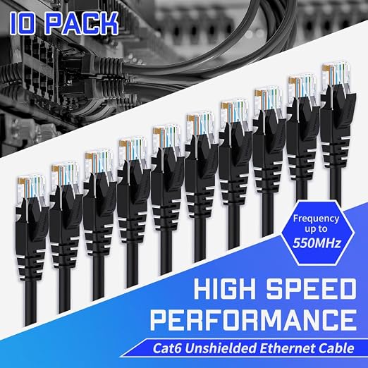 Cat6 Ethernet Cable 1 Feet 10 Pack Network RJ45 Cat6 Internet Patch Cable - Image 2