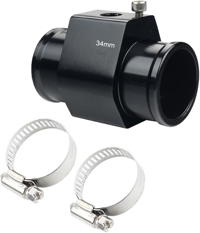 Dewhel Aluminum Black Water Temp Meter Temperature Gauge Joint Pipe Radiator by DEWHEL