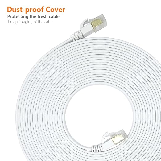 Cat7 Ethernet Cable 50FT-White-10Gbps High Speed Outdoor&Indoor Double Shielded - Image 7