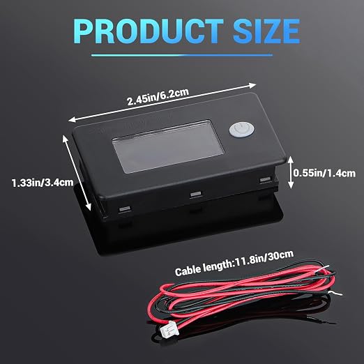 DROK 24V Battery Meter, 10-100V Voltage Battery Capacity Fahrenheit Temperature - Image 5