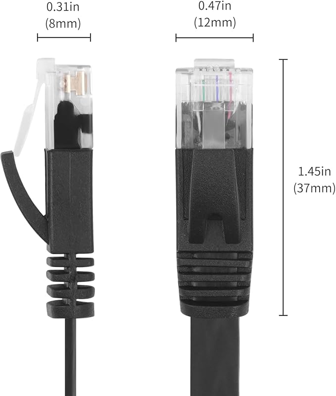 REXUS 2-Pack Retractable Cat 6 Flat Ethernet Network Cable 3.3 FT, 10 Gigabit - Image 4