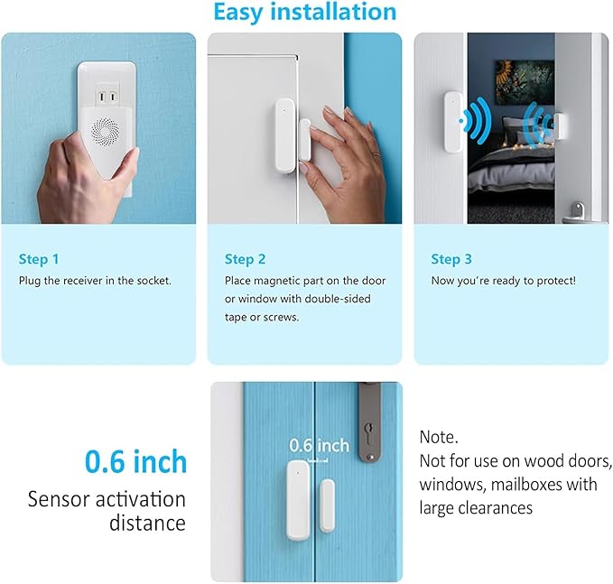 Wireless Door Sensor Chime, Door Open Alarm When Entry Business/Office/Store - Image 4