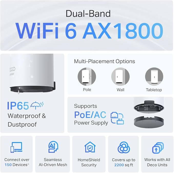 TP-Link Deco X20-OUTDOOR AX1800 Dual-Band Wi-Fi 6 Outdoor Mesh WiFi Extender - Image 2