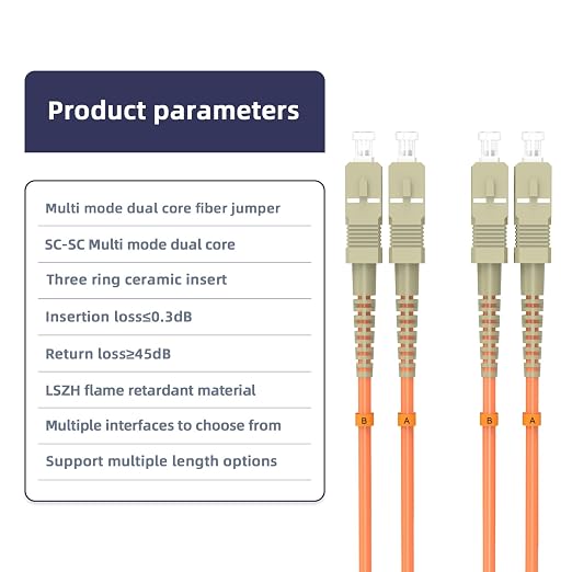OM1 SC/UPC to SC/UPC Fiber Patch Cable 40M/131.2FT Multimode Duplex 62.5/125μm - Image 4