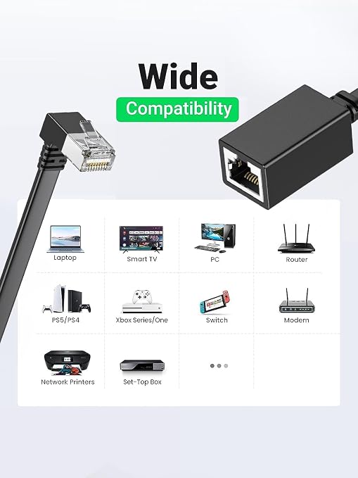 2Packs Right Angle Cat7 Ethernet Extension Cables Flat 15CM/6inch, Right angle - Image 5