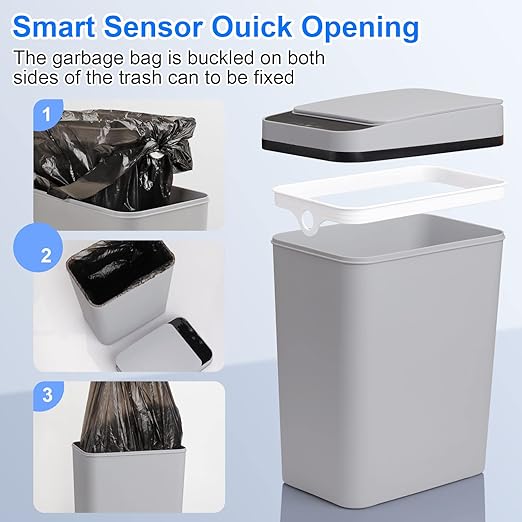 Anborry Smart Touchless Bathroom Trash Can 2.2 Gallon Automatic Motion Sensor - Image 6