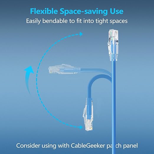 CableGeeker Patch Cables Cat6a 7ft Slim, Cat6 Ethernet Patch Cable 10G Support - Image 3