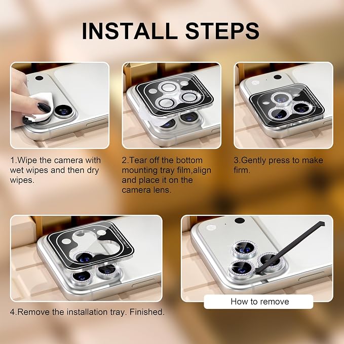 Misea Compatible for iPhone 17 Pro/iPhone 17 Pro Max Camera Lens Protector Bling - Image 7