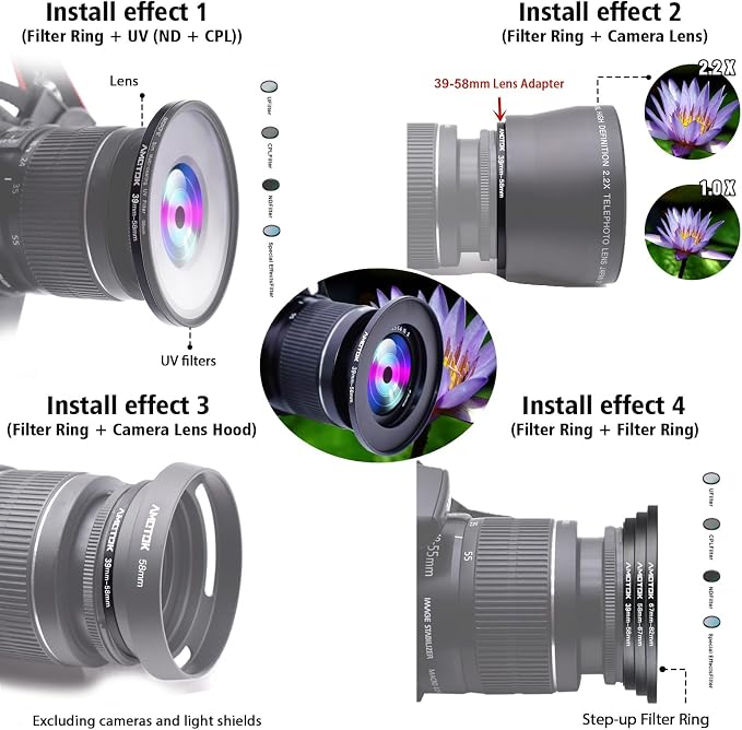 39mm Lens to 58mm Camera Lens Adapter, 39mm to 58mm Filter Step up Ring Adapter - Image 7