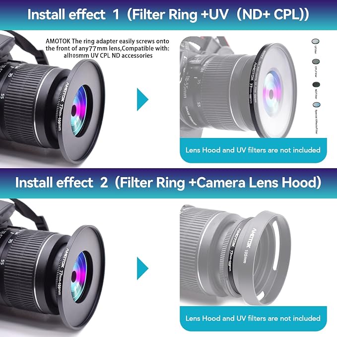 77mm Lens to 105mm Camera Lens Adapter, 77mm-105mm Filter Step up Ring Adapter - Image 6