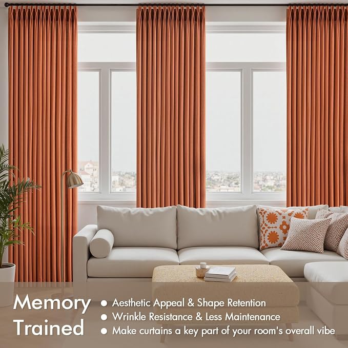 Memory Trained Pinch Pleated Curtains 96 Inches Long, Viral Linen Pinch Pleat - Image 4
