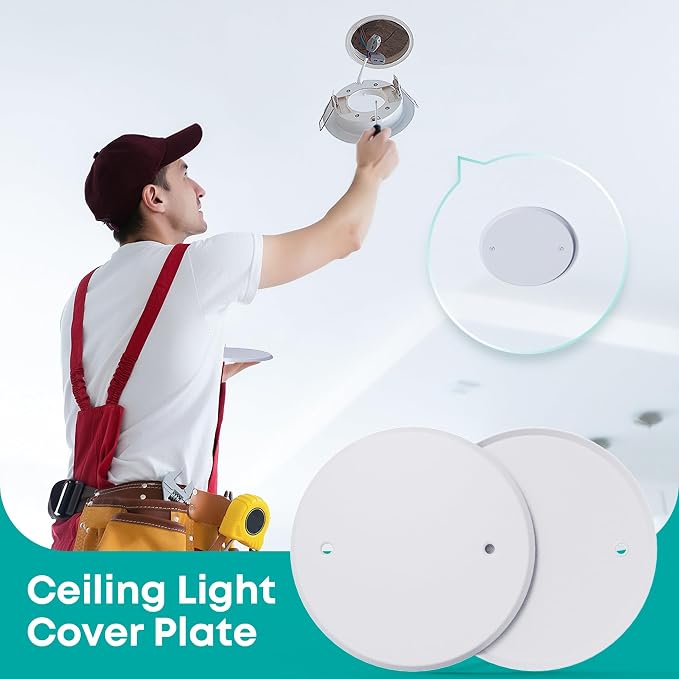 3 Pcs Smoke Detecte Cover Plate, 5 Inch Metal Round Blank Ceiling Cover Plate - Image 3