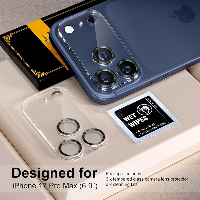 for 6 Pack iPhone 17 Pro Max Camera Lens Protector 9H Tempered Glass Camera - Image 2