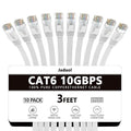 Jadaol Cat 6 Ethernet Cable 3ft 10-Pack, 10Gbps Support Cat8 Cat7 Network by Jadaol