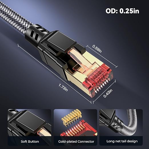 Cat 8 Ethernet Cable 50 ft, 40Gbps 2000Mhz High Speed Gigabit LAN Internet - Image 5
