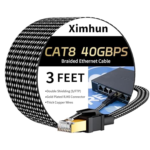 Cat 8 Ethernet Cables 3FT, 6FT 10FT 15FT 20FT 25FT 30FT 40FT 50FT 60FT 75FT by XimhunEthernetCable