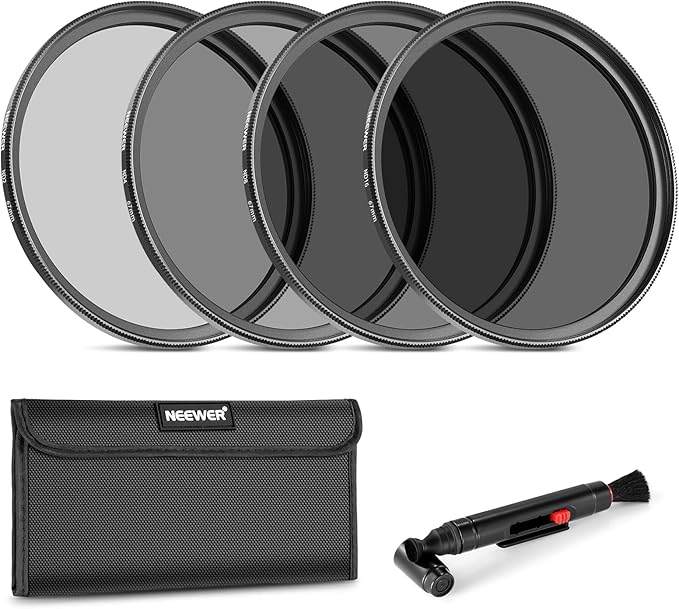 NEEWER 67mm ND Lens Filter Kit: ND2 ND4 ND8 ND16, Lens Cleaning Pen, Filter by Neewer