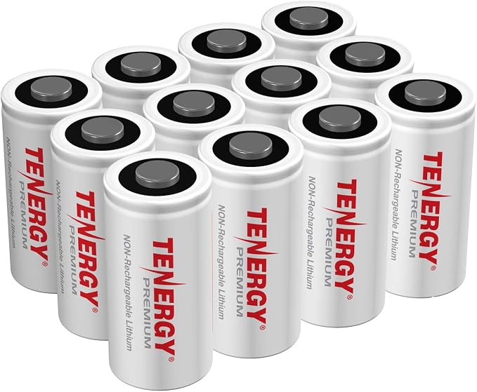 Tenergy Premium 12 Pack NonRechargeable CR123A 3V Lithium Battery, 1600mAh by Tenergy