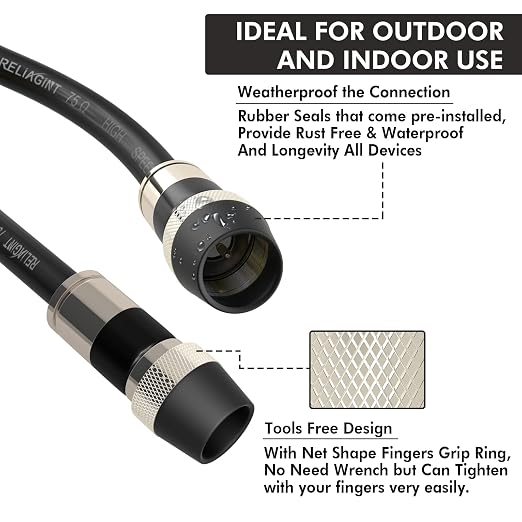 35ft RG6 Coaxial Cable, 75 Ohm TV Coax Cable - Image 5