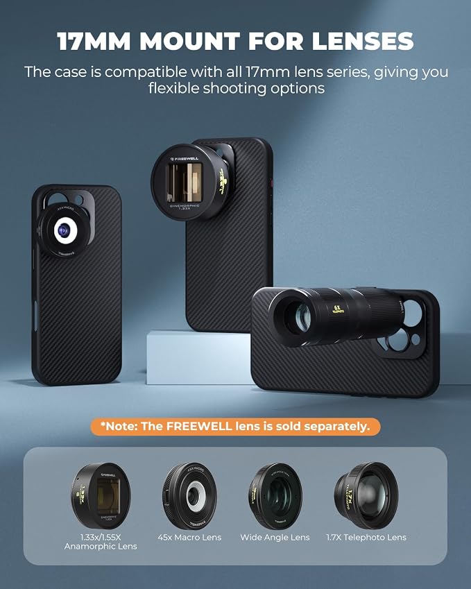 FREEWELL Pro Filmmaker Case for iPhone 15 Pro - 17mm Lens Slot & Magnetic - Image 2