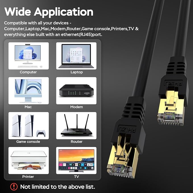 Cat7 Ethernet Cable 175ft, Cat7 3Ft 15Ft 25Ft 50Ft 100Ft 125Ft 150Ft 175Ft - Image 7