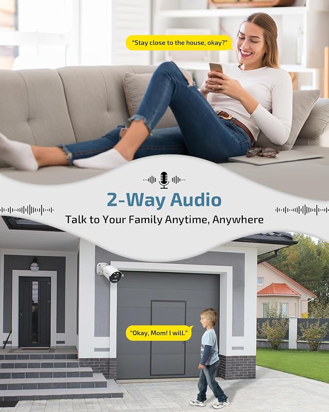 Two-Way Audio PoE Security Camera System Outdoor, 5MP Wired Cameras - Image 3