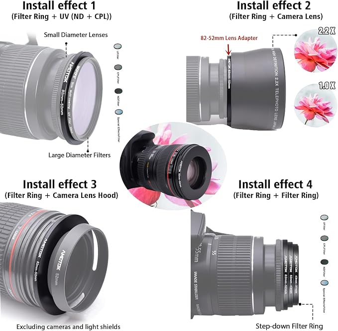 82mm Lens to 52mm Camera Lens Adapter, 82mm to 52mm Filter Step-Down Ring - Image 6