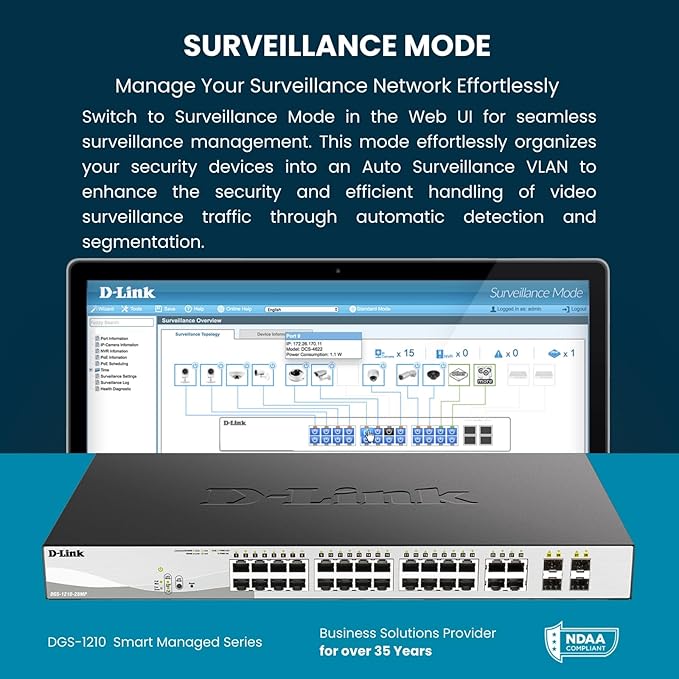 D-Link 10-Port Gigabit Smart Managed Switch | 8 GbE + 2 SFP Ports | L2+ | VLANs - Image 6