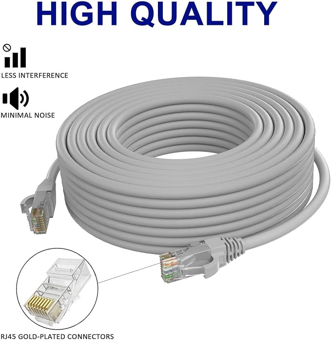 Adoreen Cat 6 Ethernet Cable 200 Ft-Gray, Outdoor & Indoor Snagless Long Round - Image 3