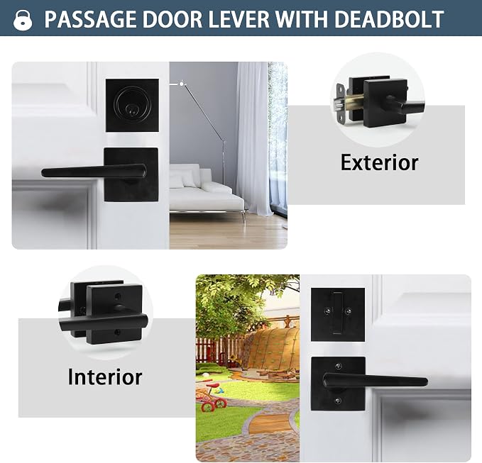 Deadbolt Lock and Door Knob Set, Exterior Door Lock Set - Image 3