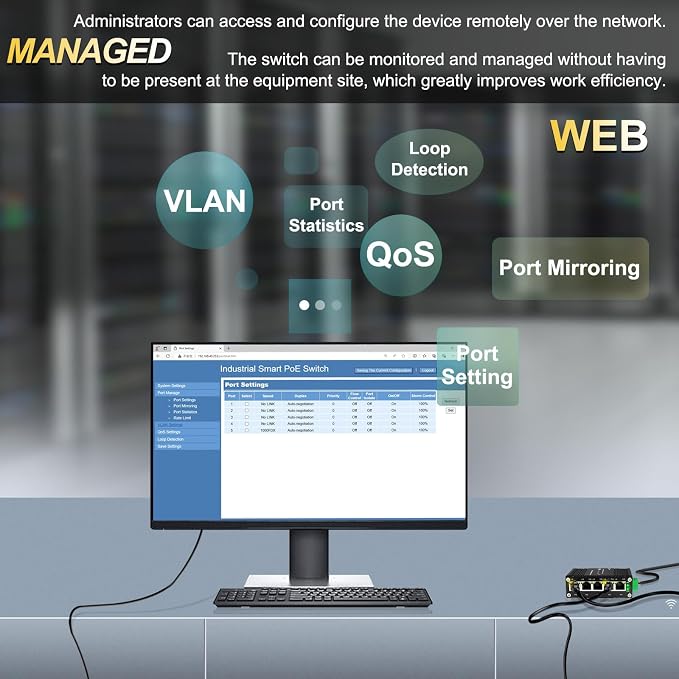 Industrial 5-Port Managed Network Gigabit PoE Switch - Image 7