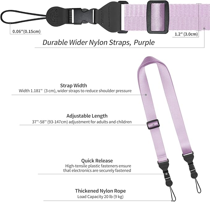 FIEIL 5 Pack Nylon iPad Strap, Adjustable Camera Neck Strap, Comfortable - Image 6