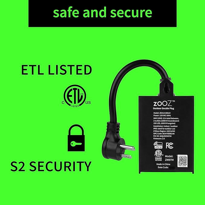 Zooz 800 Series Z-Wave Long Range Outdoor Double Plug ZEN14 | Hub Required | - Image 4