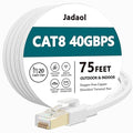 Jadaol Cat 8 Ethernet Cable 75 ft, 40Gbps 2000MHz Flat RJ45 S/FTP LAN Patch by Jadaol