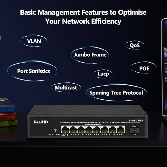 9 Port 2.5G Gigabit PoE Web Managed Switch, 8 Port POE + 1* 10G SFP, IEEE - Image 5