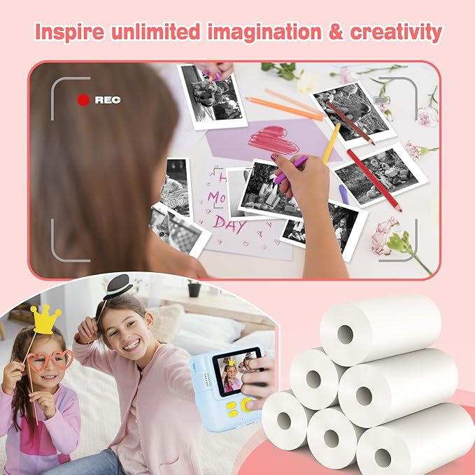 12 Rolls Kids Camera Instant Print Refill Paper Set, Phetium HD Printing - Image 4