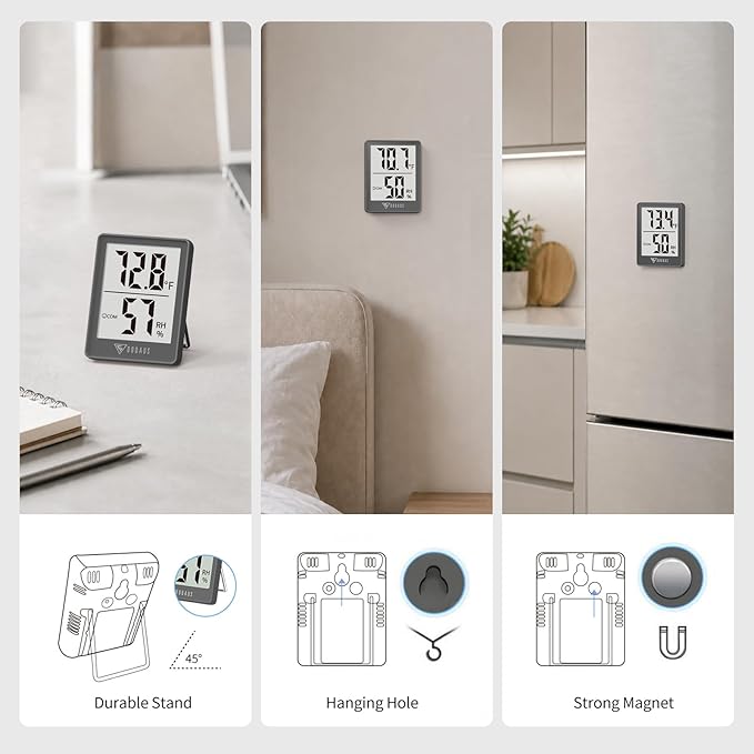 DOQAUS Indoor Thermometer, Mini Digital Hygrometer Room Thermometer, Humidity - Image 5