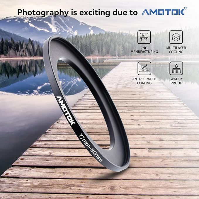 77mm Lens to 82mm Camera Lens Adapter, 77mm to 82mm Filter Step up Ring Adapter - Image 2