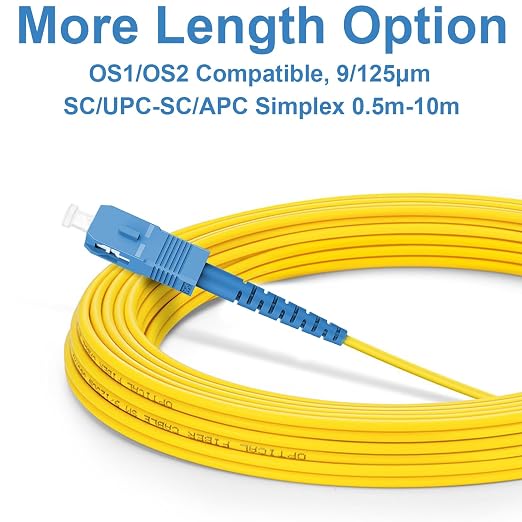 FLYPROFiber- OS2 SC/UPC to SC/APC Fiber Optic Cable 1M/3ft, Single Mode Fiber - Image 3