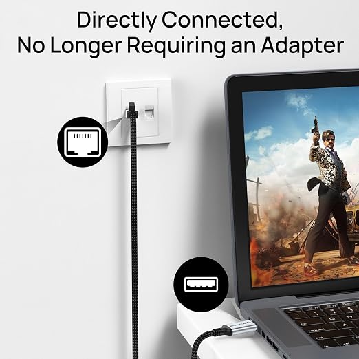 USB to Ethernet Cable 15 FT, USB 3.0 A to RJ45 Male Nylon Adapters, Gigabit - Image 3